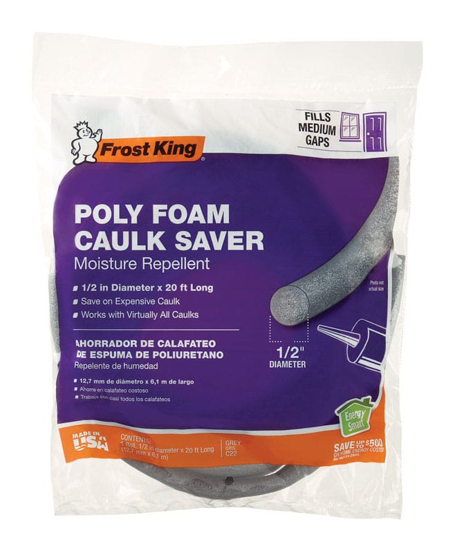 Frost King C22H Gray Poly Foam Caulk Saver For Gaps and Openings 20 ft. L X 0.5 in.