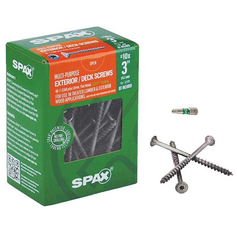Spax 4191670500754 Multi-Material No. 10 Label X 3 in. L T-20+ Flat Head Serrated Construction Screws