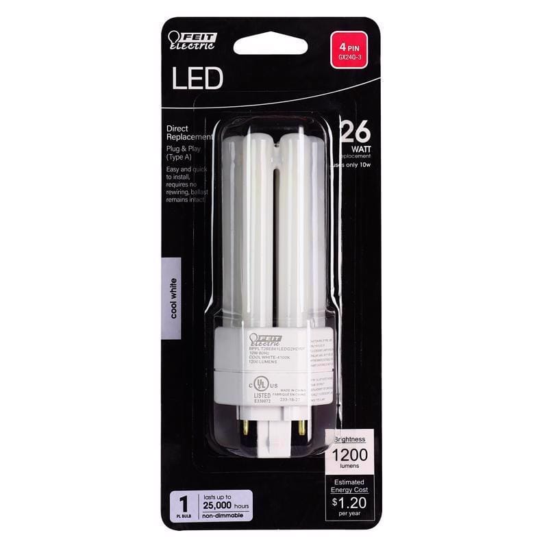 Feit BPPLT26E841LED PL GX24Q-3 4-Pin LED Bulb Cool White 26 Watt Equivalence 1 pk
