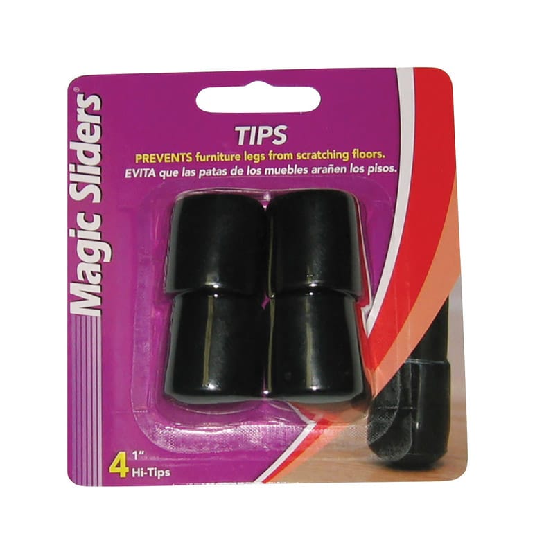 Magic Sliders 97488 Vinyl Leg Tip Black Round 1 in. W 4 pk