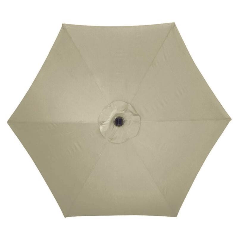 Living Accents YQ103BK-TP Solar LED 9 ft. Tiltable Taupe Market Umbrella