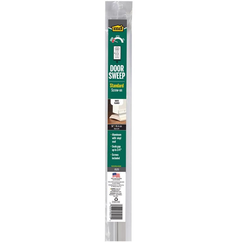 M-D Building Products 05215 White Aluminum Sweep For Doors 36 in. L X 1.38 in.