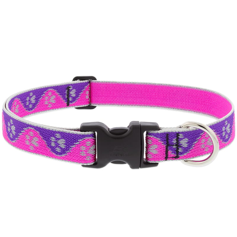 Lupinepet 48553 Reflective Pink Paws Nylon Dog Adjustable Collar