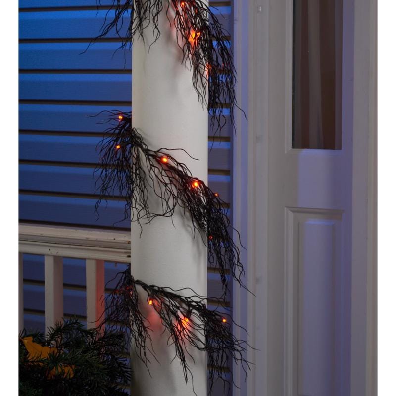 Celebrations 34864-71 Orange 20 ct 6 ft. LED Black Tangled Root Garland Lights