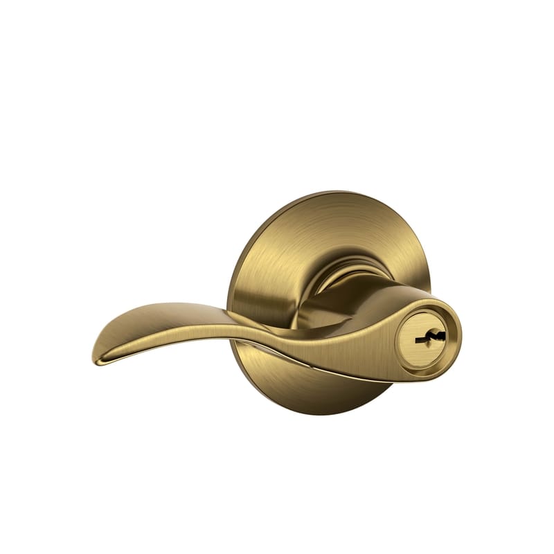 Schlage F51ACC609KA4 Accent Antique Brass Entry Lever KA4 1-3/4 in.
