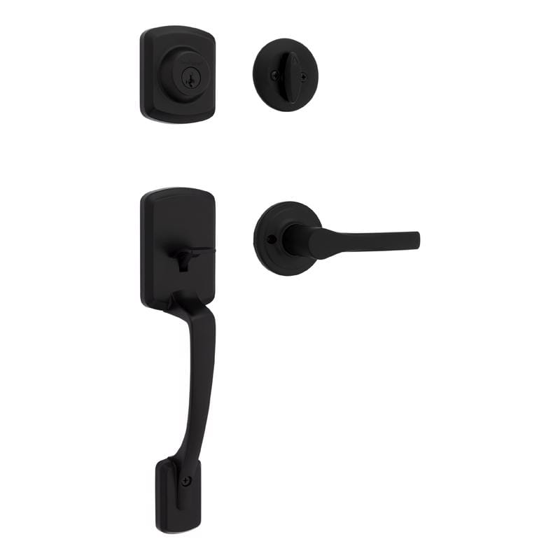 Kwikset 96870-221 Henley Matte Black Entry Handleset 1.75 in.