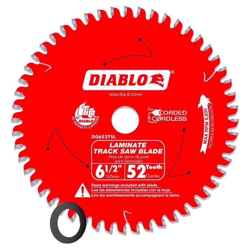 Diablo D0652TSL 6-1/2 in. D X 20 mm Carbide Tipped Track Saw Blade 52 teeth 1 pk