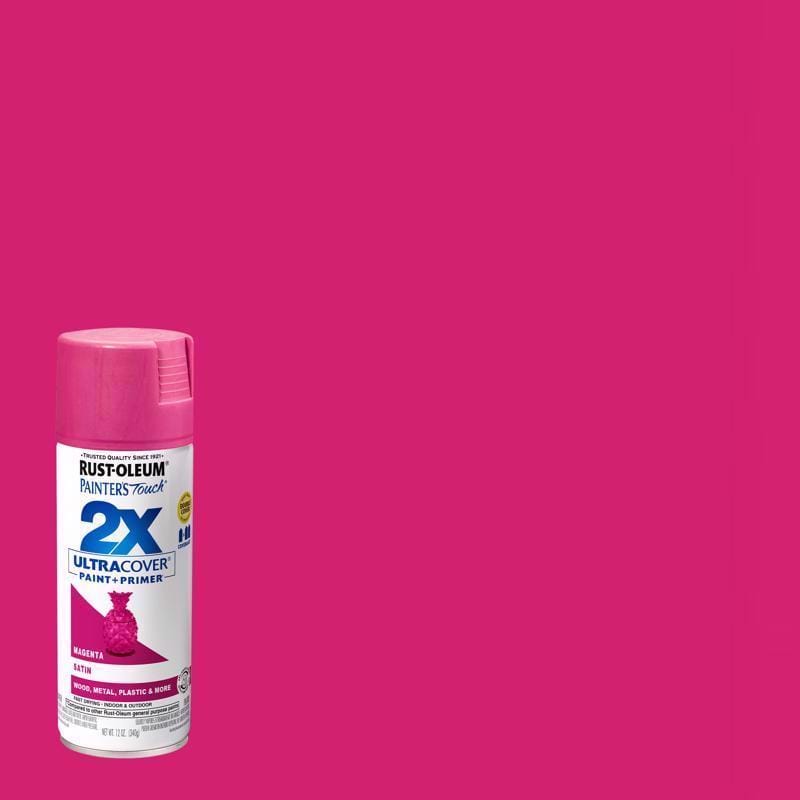 Rust-Oleum 334087 Painters Touch 2X Ultra Cover Satin Magenta Paint+Primer Spray Paint 12 oz