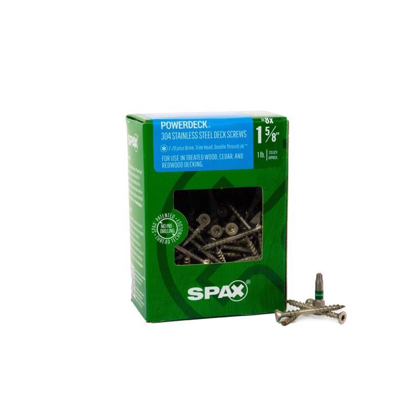 Spax 45704015401004 PowerDeck No. 8 cu in X 1-5/8 in. L Silver Star Trim Head Deck Screws 1 lb 170 pc
