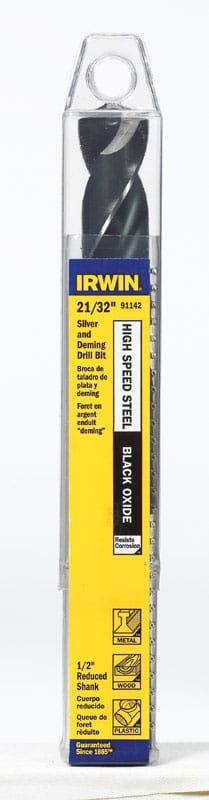 Irwin 91142 21/32 in. X 6 in. L High Speed Steel Drill Bit Straight Shank 1 pc