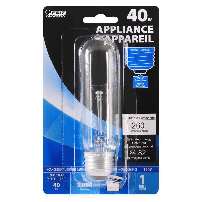 Feit BP40T10/RP 40 W T10 Specialty Incandescent Bulb E26 (Medium) White 1 pk