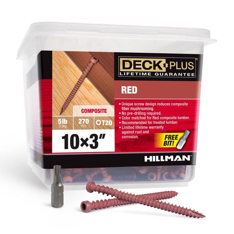 Hillman 48461 Deck Plus No. 10 Ga. X 3 in. L Red Star Flat Head Composite Deck Screws 5 lb 270 pk