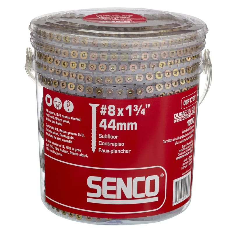Senco 08F175Y DuraSpin No. 8 X 1-3/4 in. L Square Yellow Zinc Coarse Collated Wood Screws 1000 pk