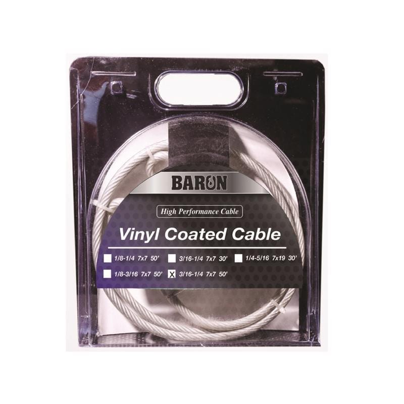 Baron 3205 3/16-1/4 in. D X 50 ft. L Vinyl Coated Galvanized Steel Aircraft Cable