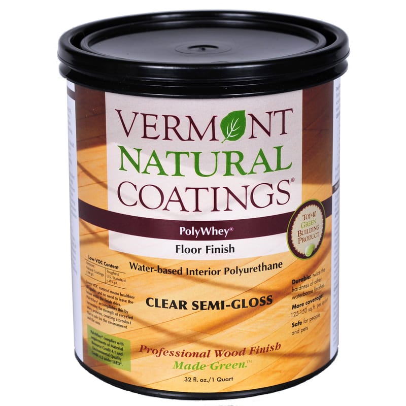 Vermont Natural Coatings 900101 PolyWhey Semi-Gloss Clear Water-Based Floor Finish 1 qt