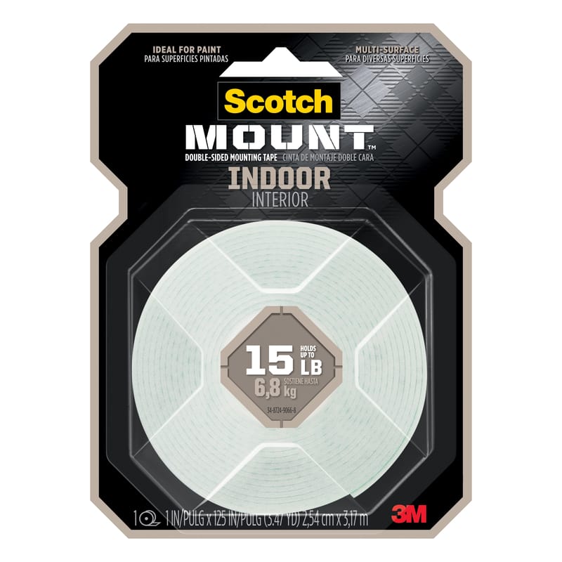 Scotch 314H-MED Mount 125 in. L X 1 in. W Double-Sided Mounting Tape
