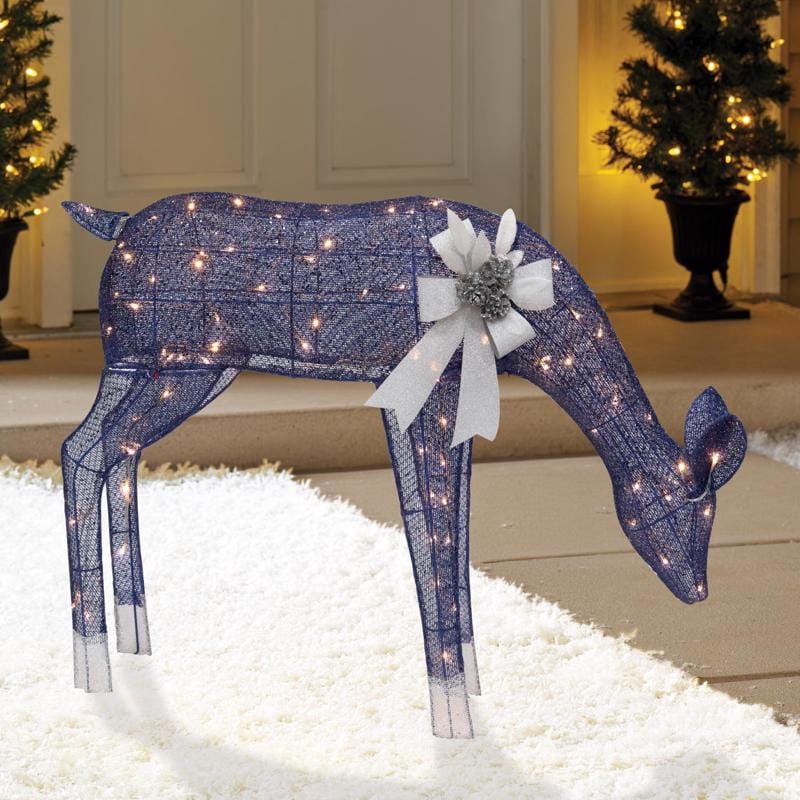 Celebrations 53411-71 LED Warm White Feeding Deer 33 in. Yard Decor
