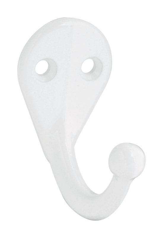 National Hardware N248-377 1.75 in. L White Zinc Die-Cast Clothes Hook 35 lb. cap. 1 pk