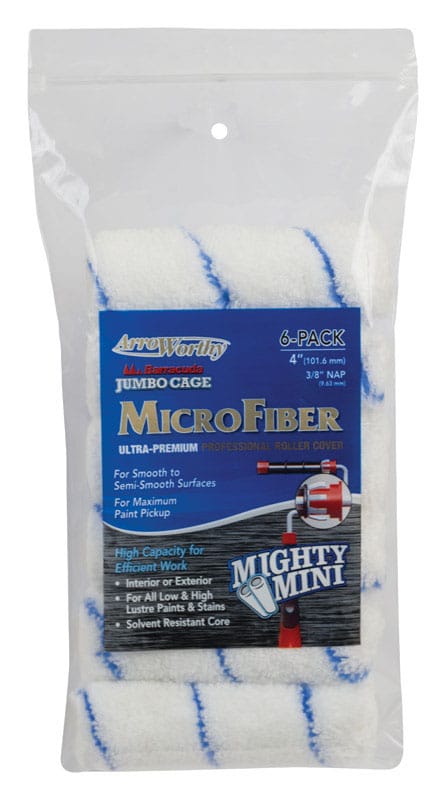 ArroWorthy 4-MFR3JCCK 0400 Barracuda Microfiber 4 in. W X 3/8 in. Jumbo Paint Roller Cover 6 pk