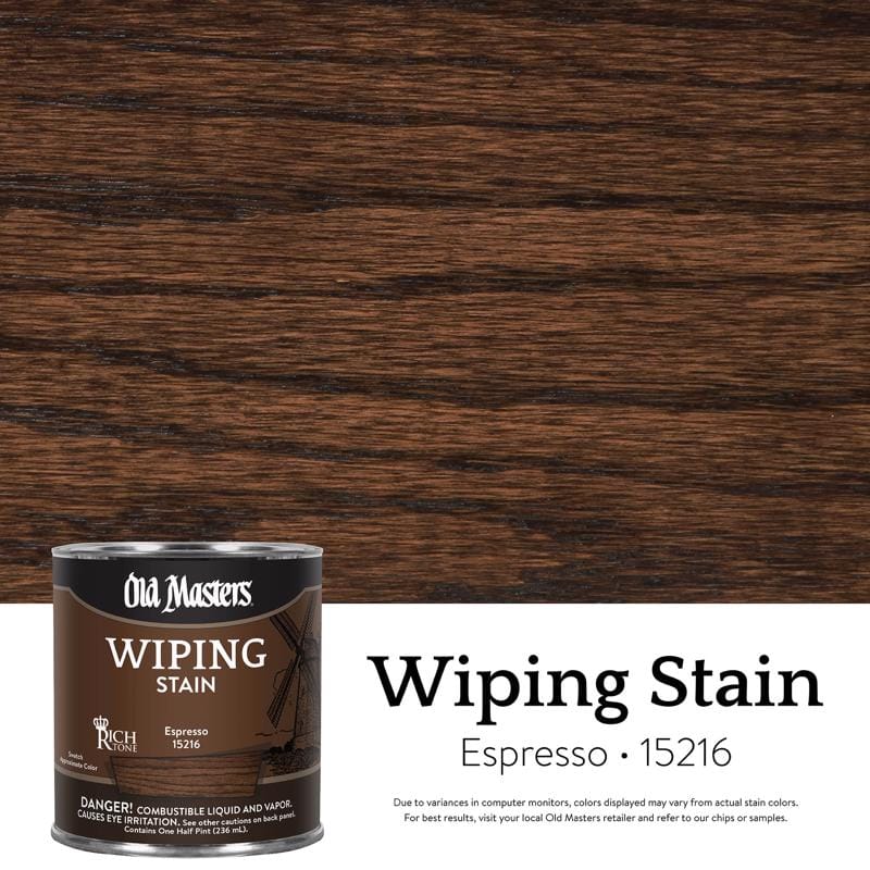 Old Masters 15216 Semi-Transparent Espresso Oil-Based Wiping Stain 1/2 pt