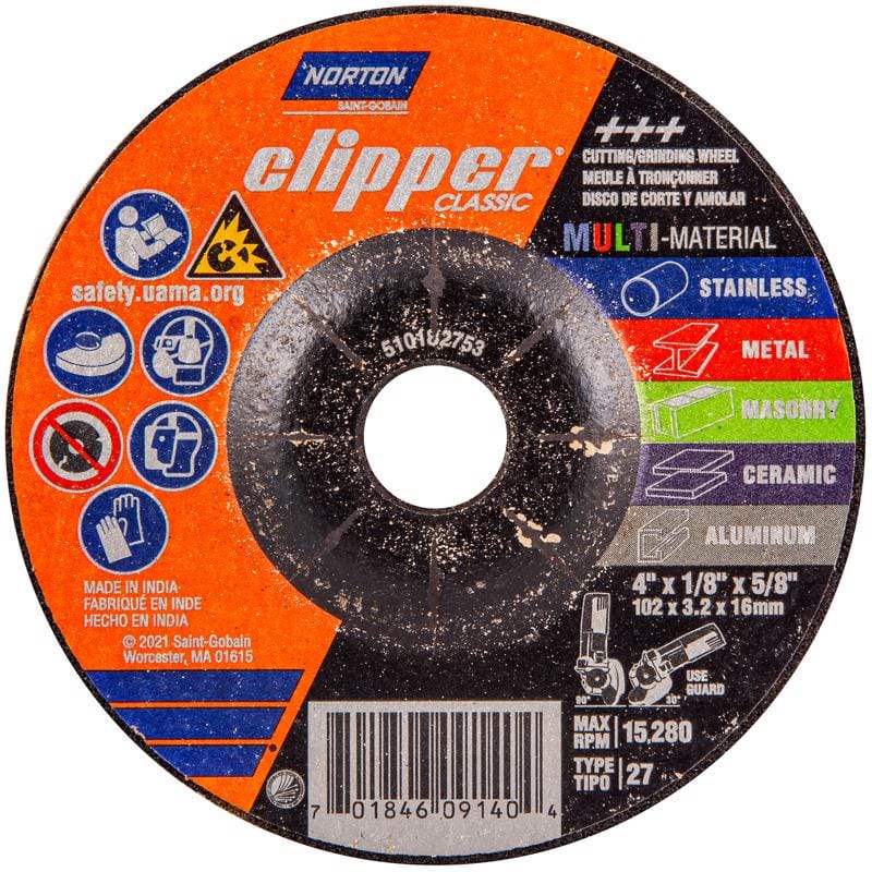 Norton 70184609140 Clipper 4 in. D X 5/8 in. X 1/8 in. thick Classic Grinding Wheel 1 pk