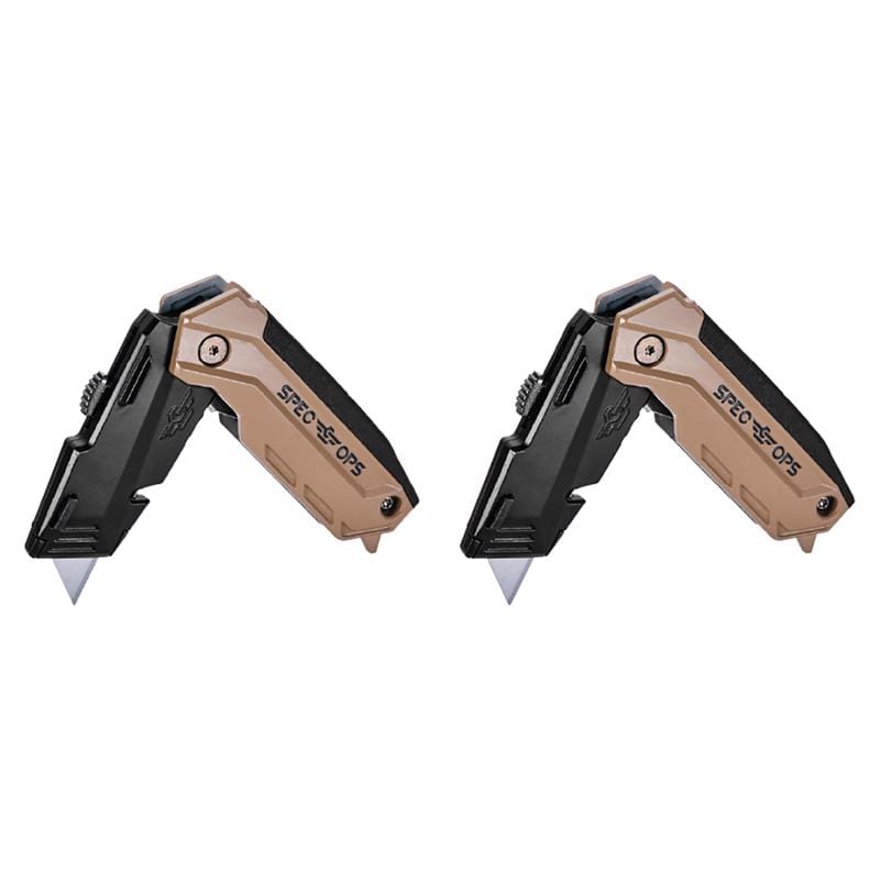 Spec Ops Tools SPEC-K1-FR-2PK Spec Ops Folding Utility Knife Brown 2 pc