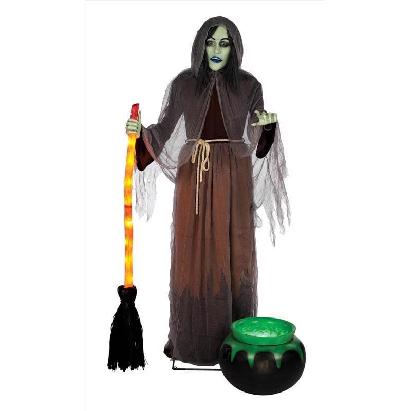 Seasons Usa W83882 Seasons White 11 ct 6 ft. Prelit Animated Witch Yard Decor