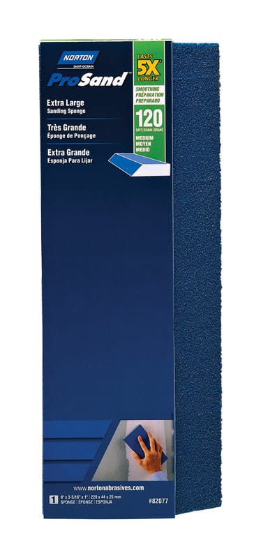 Norton 07660782077 ProSand 9 in. L X 3.83 in. W X 1 in. 120 Grit Medium Extra Large Sanding Sponge