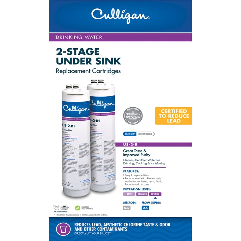 Culligan US-2-R 2 Stage Under Sink Replacement Water Filter For Culligan