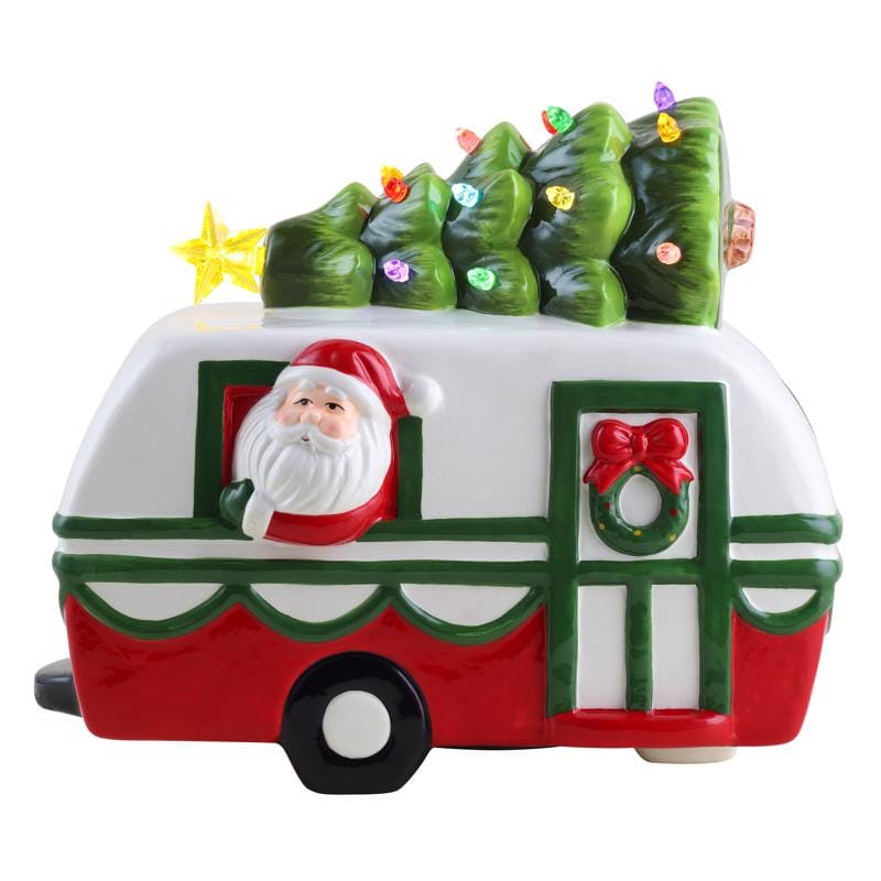 Mr. Christmas 23256AC LED Santa Camper Table Decor 9 in.