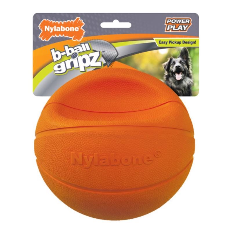 Nylabone NPLY009P Power Play For Dog Orange Rubber Basketball Ball Dog Toy Large 1 pk