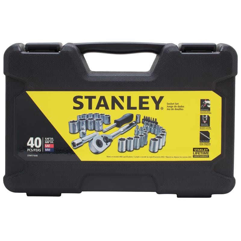 Stanley STMT71648 1/4 and 3/8 in. drive Metric and SAE Mechanic's Tool Set 40 pc