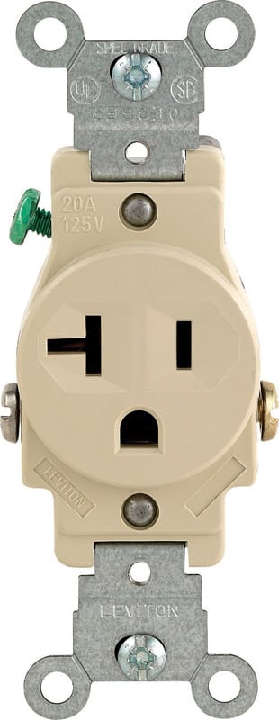 Leviton 05801-KIS 20 amps 125 V Single Ivory Outlet 5-20R 1 pk