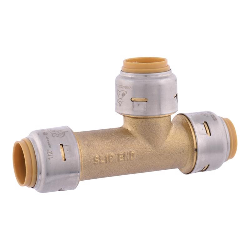 Sharkbite UR3362A Push to Connect 1/2 in. PTC each X 1/2 in. D PTC Brass Slip Tee