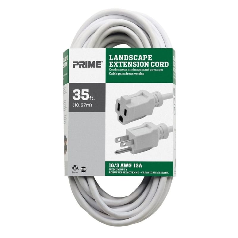 Prime EC883627 Outdoor 35 ft. L White Extension Cord 16/3 SJTW