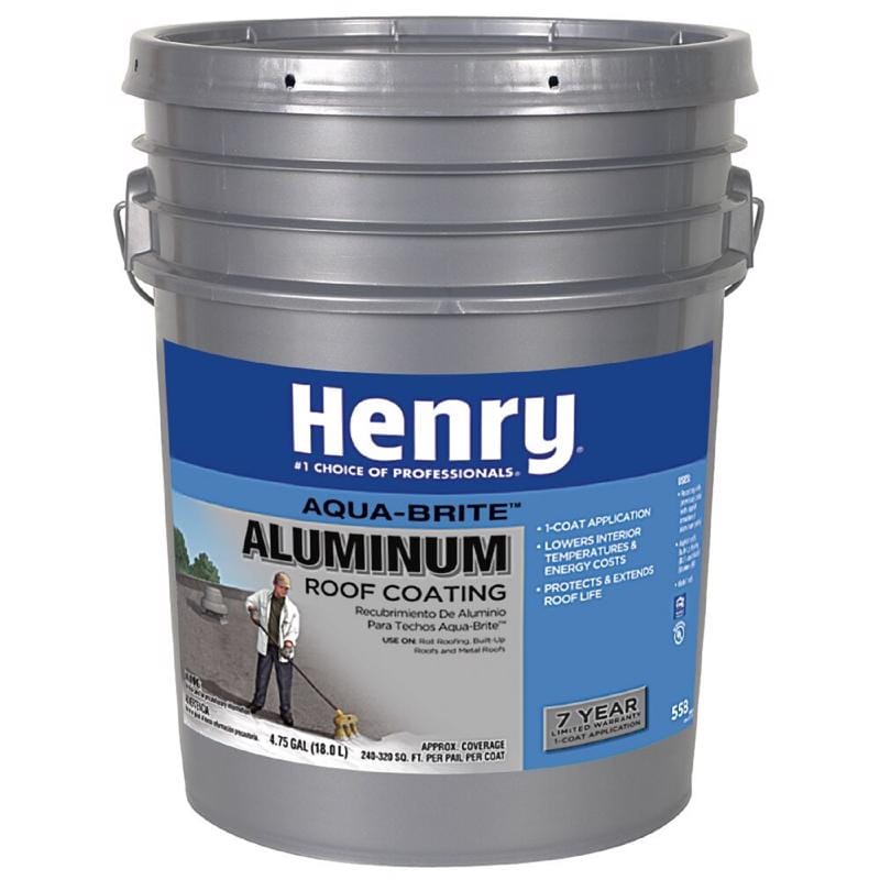 Henry HE558178 Aqua-Brite Smooth Bright White Fibered Aluminum Waterbased Aluminum Roof Coating 4.75 gal