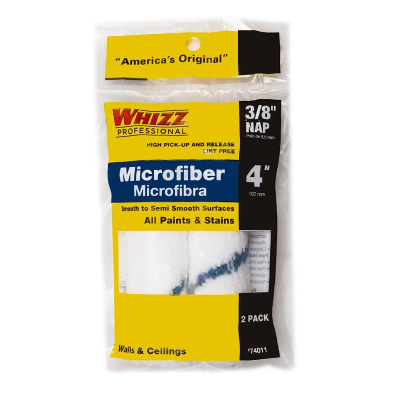 Whizz 74011 Microfiber 4 in. W X 3/8 in. Mini Paint Roller Cover 2 pk