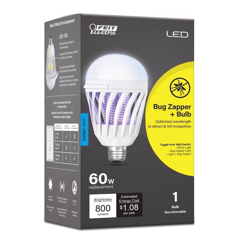 Feit C60/950CA/BZLED A19 E26 (Medium) LED Bug Zapper Bulb Daylight 60 Watt Equivalence 1 pk