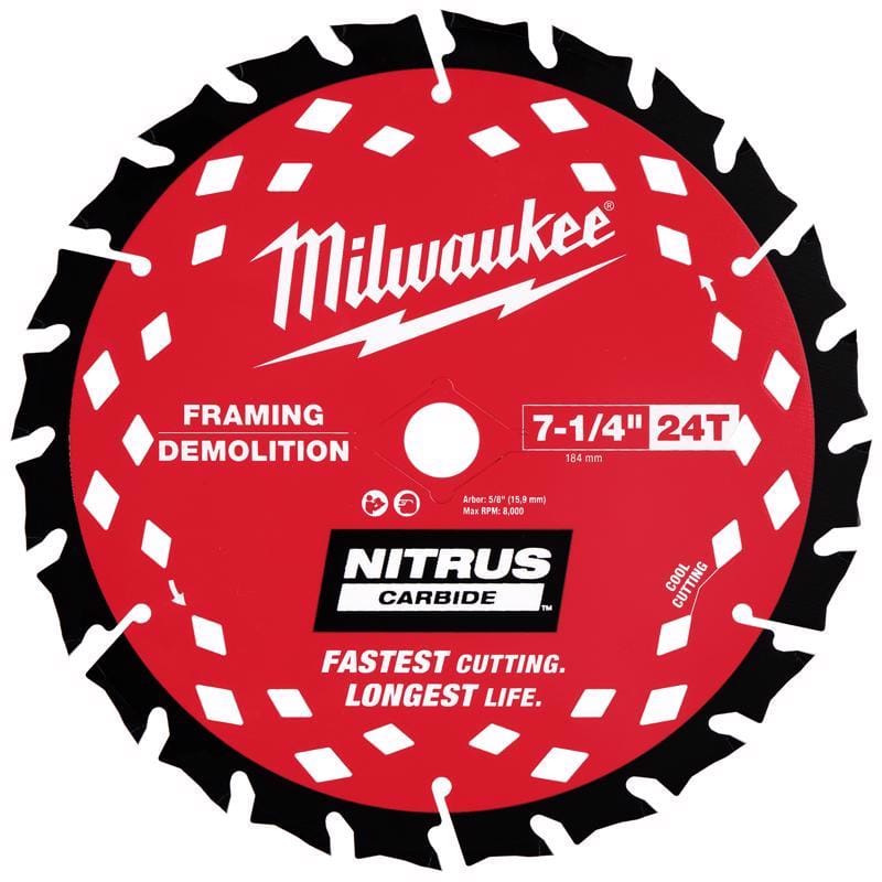 Milwaukee 48-40-0750 NITRUS Carbide 7-1/4 in. D Framing & Demolition Circular Saw Blade 1 pk