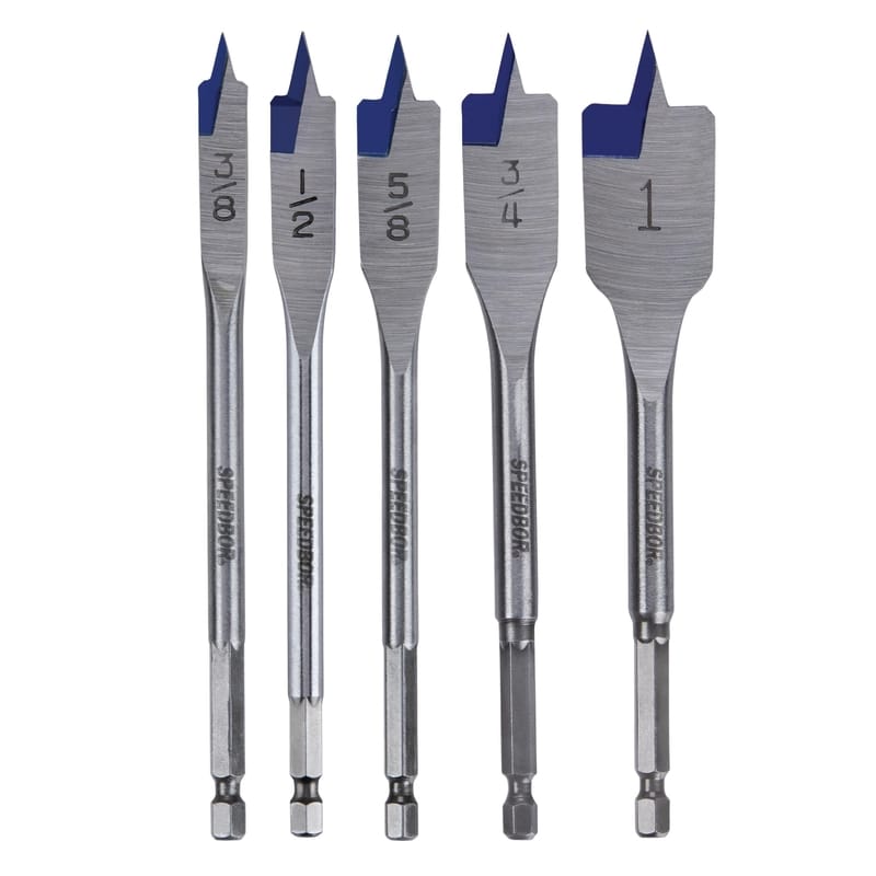 Irwin 88885 Speedbor Carbon Steel Spade Bit Set Hex Shank 5 pc