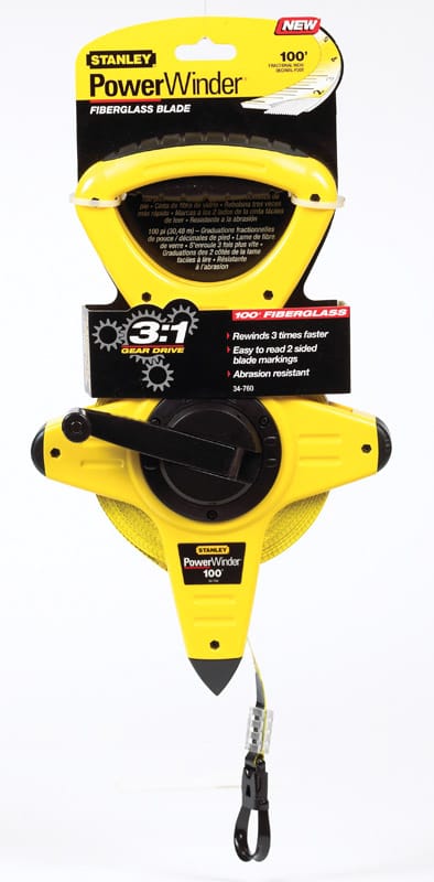Stanley 34-760 PowerWinder 100 ft. L X 0.5 in. W Open Reel Fiberglass Long Tape Measure 1 pk