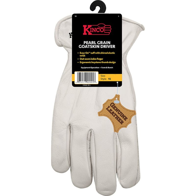 Kinco 92-XL Men's Indoor/Outdoor Pearl Driver Gloves White XL 1 pair