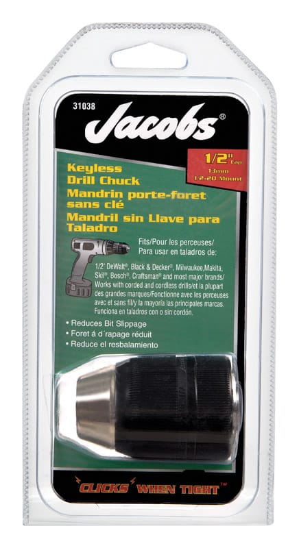 Jacobs 31038 1/2 in. in. Keyless Drill Chuck 1/2 in. 3-Flat Shank 1 pc