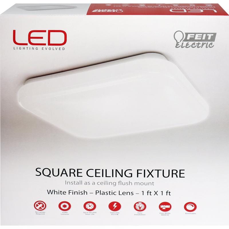 Feit 71800 LED 2.5 in. H X 12 in. W X 12 in. L Aluminum White LED Ceiling Light Fixture