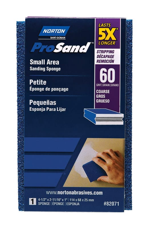 Norton 07660782071 ProSand 4.5 in. L X 2.69 in. W X 1 in. 60 Grit Coarse Small Area Sanding Sponge