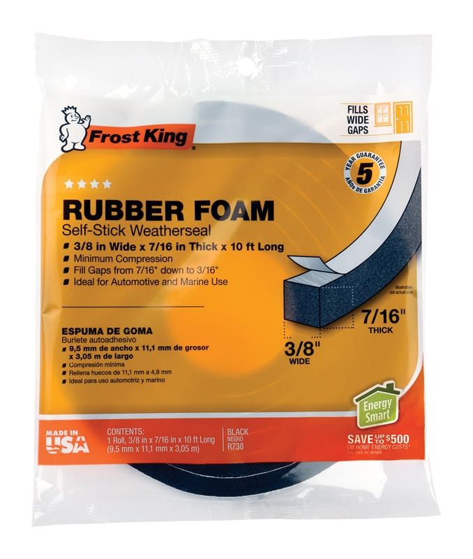 Frost King R738H Black Rubber Foam Weather Seal For Doors and Windows 10 ft. L X 0.44 in.