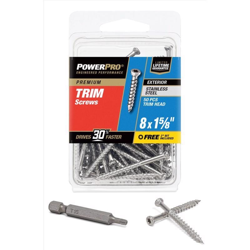 Hillman 42506V4 Power Pro No. 8 X 1-5/8 in. L Star Coarse Trim Screws 50 pk