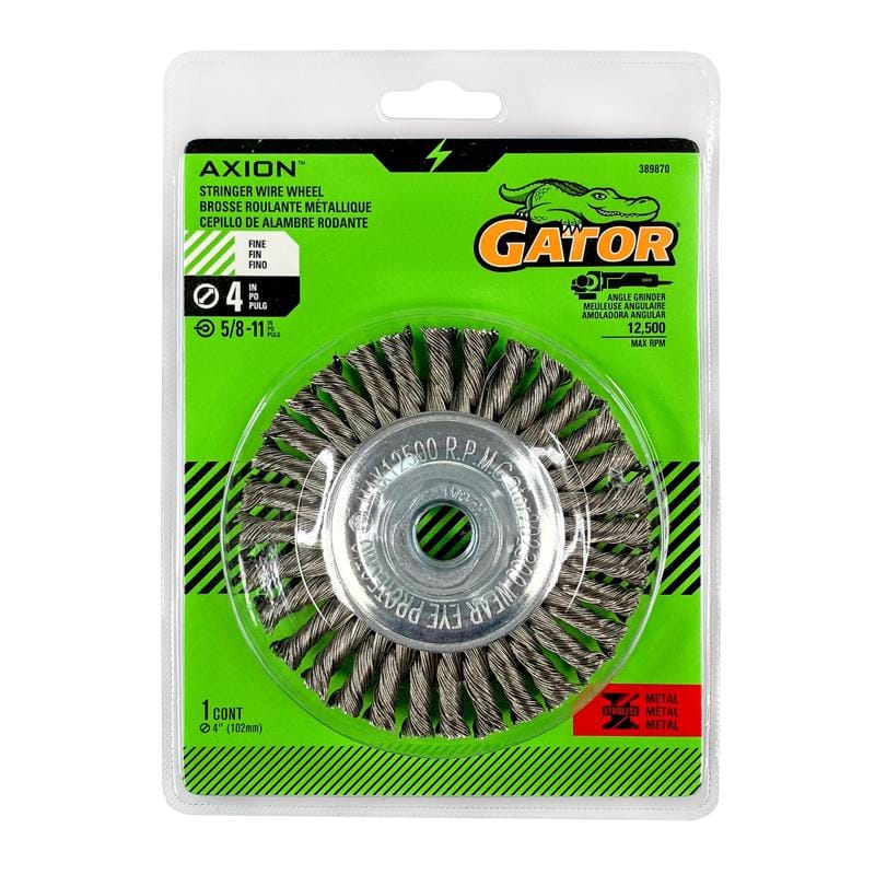 Gator 389870 4 in. Fine Knotted/Twisted Wire Wheel Brass Coated Steel 12500 rpm 1 pc