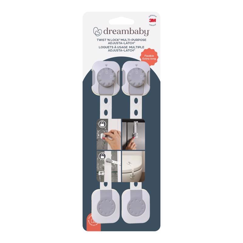 Dreambaby L1442 Twist 'N Lock Gray/White Plastic Adhesive Multi-Use Latch 2 pk