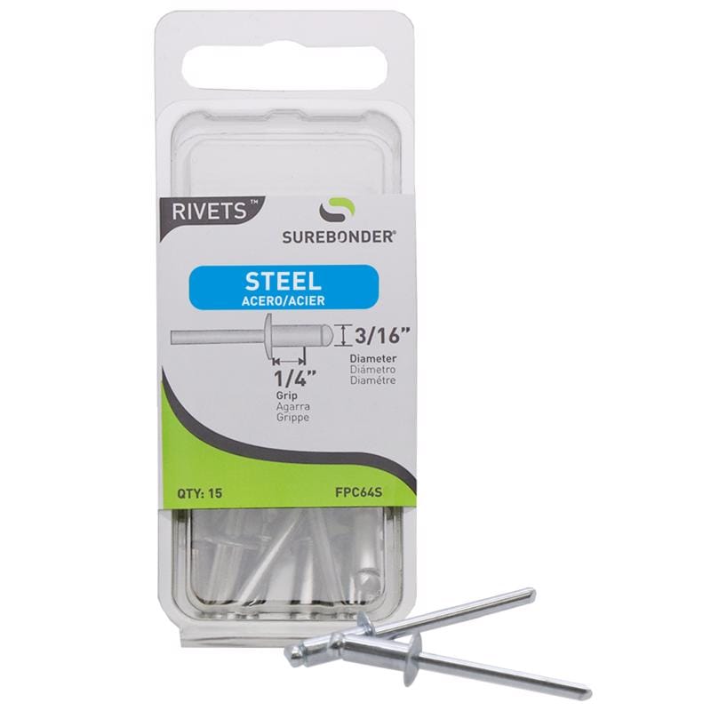 Surebonder FPC64S 3/16 in. D X 1/4 in. Steel Blind Rivets Silver 15 pc